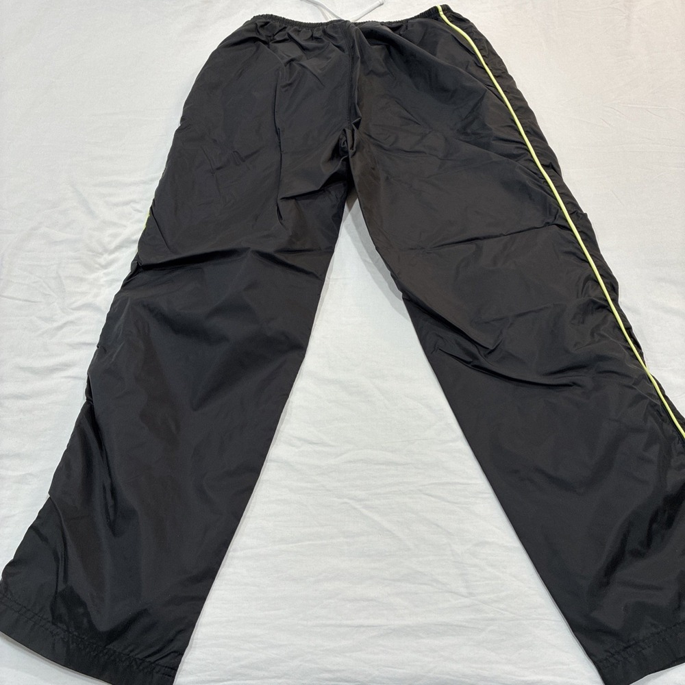 90s Energy‎ Zone Track Pants Large Black Green Nylon Jogger Windbreaker Baggy - Picture 10 of 12